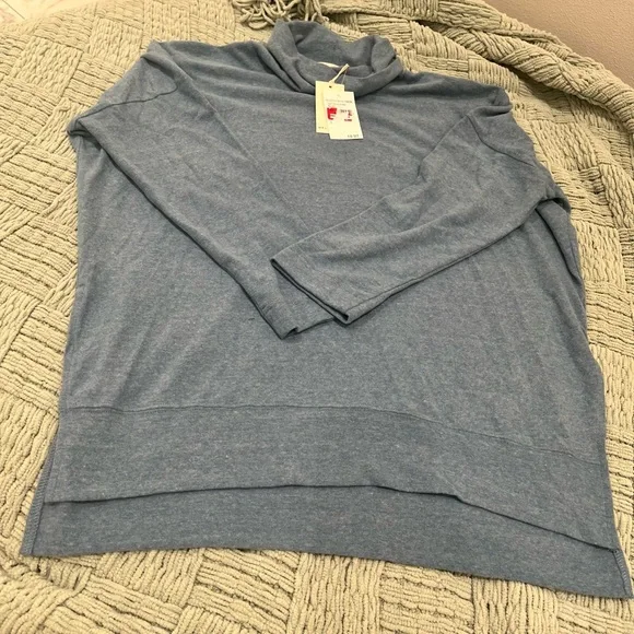 Melloday Light Blue Soft Turtleneck Top Size S - Picture 2 of 5